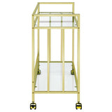 Cara 2-tier Rectangular Glass Shelf Metal Bar Cart Brass - 181381