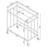 Cara 2-tier Rectangular Glass Shelf Metal Bar Cart Brass - 181381