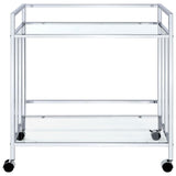 Cara 2-tier Rectangular Glass Shelf Metal Bar Cart Chrome - 181382