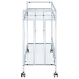Cara 2-tier Rectangular Glass Shelf Metal Bar Cart Chrome - 181382