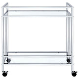 Cara 2-tier Rectangular Glass Shelf Metal Bar Cart Chrome - 181382