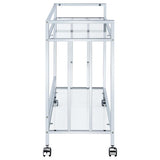 Cara 2-tier Rectangular Glass Shelf Metal Bar Cart Chrome - 181382