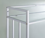 Cara 2-tier Rectangular Glass Shelf Metal Bar Cart Chrome - 181382