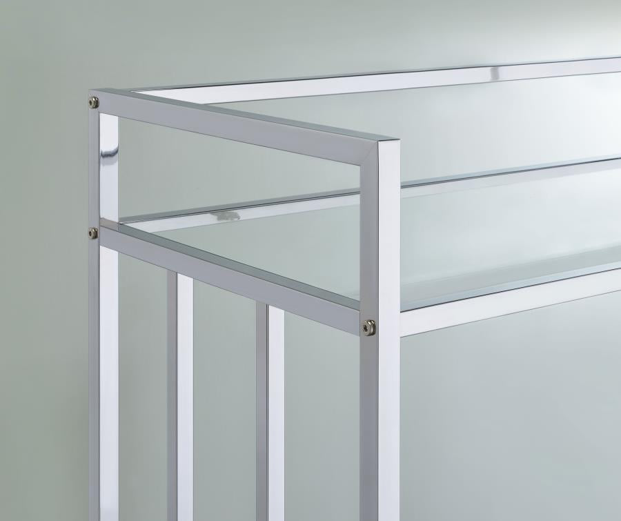 Cara 2-tier Rectangular Glass Shelf Metal Bar Cart Chrome - 181382