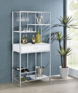 Figueroa 5-shelf LED Wine Storage Bar Cabinet White High Gloss - 182034