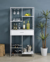 Figueroa 5-shelf LED Wine Storage Bar Cabinet White High Gloss - 182034