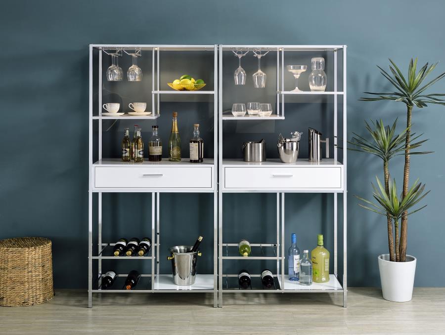 Figueroa 5-shelf LED Wine Storage Bar Cabinet White High Gloss - 182034