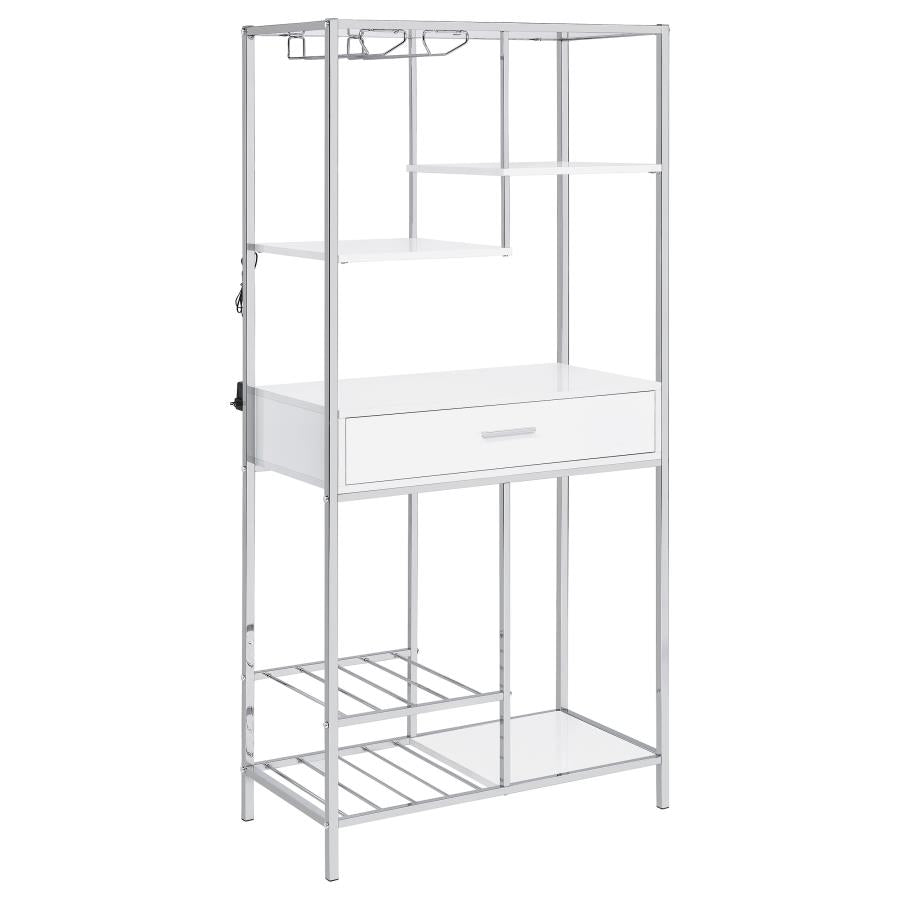 Figueroa 5-shelf LED Wine Storage Bar Cabinet White High Gloss - 182034