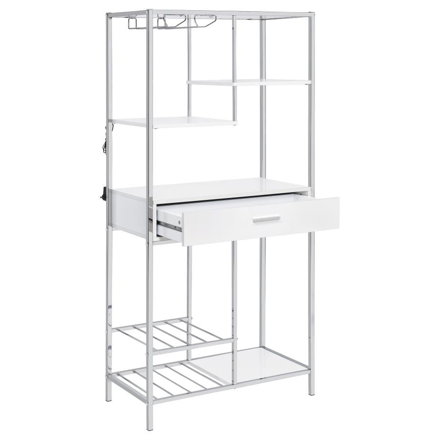 Figueroa 5-shelf LED Wine Storage Bar Cabinet White High Gloss - 182034