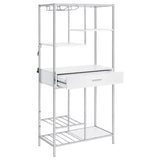 Figueroa 5-shelf LED Wine Storage Bar Cabinet White High Gloss - 182034