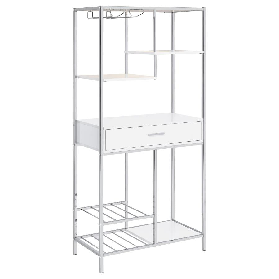 Figueroa 5-shelf LED Wine Storage Bar Cabinet White High Gloss - 182034