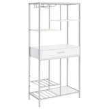 Figueroa 5-shelf LED Wine Storage Bar Cabinet White High Gloss - 182034