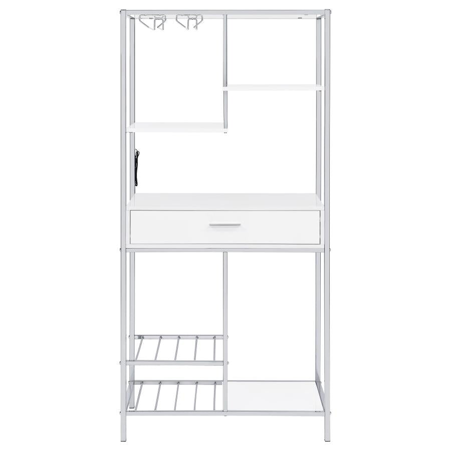 Figueroa 5-shelf LED Wine Storage Bar Cabinet White High Gloss - 182034
