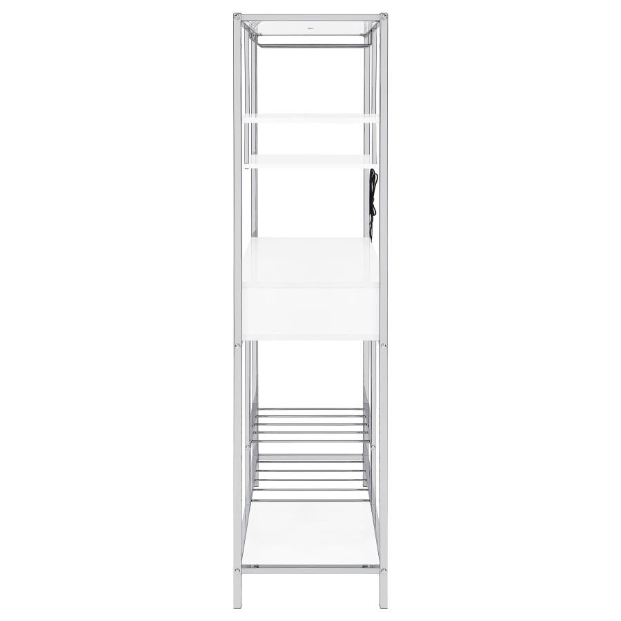 Figueroa 5-shelf LED Wine Storage Bar Cabinet White High Gloss - 182034