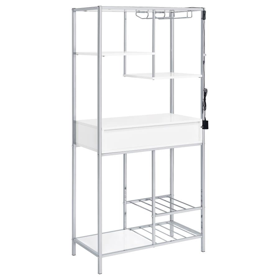 Figueroa 5-shelf LED Wine Storage Bar Cabinet White High Gloss - 182034