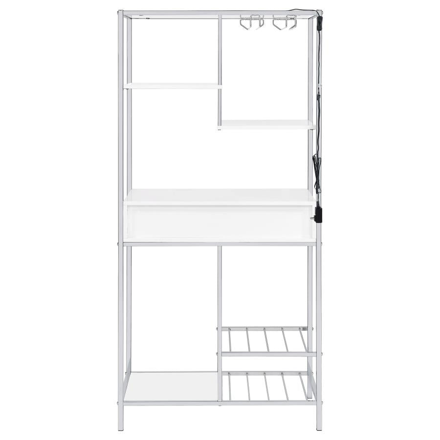 Figueroa 5-shelf LED Wine Storage Bar Cabinet White High Gloss - 182034