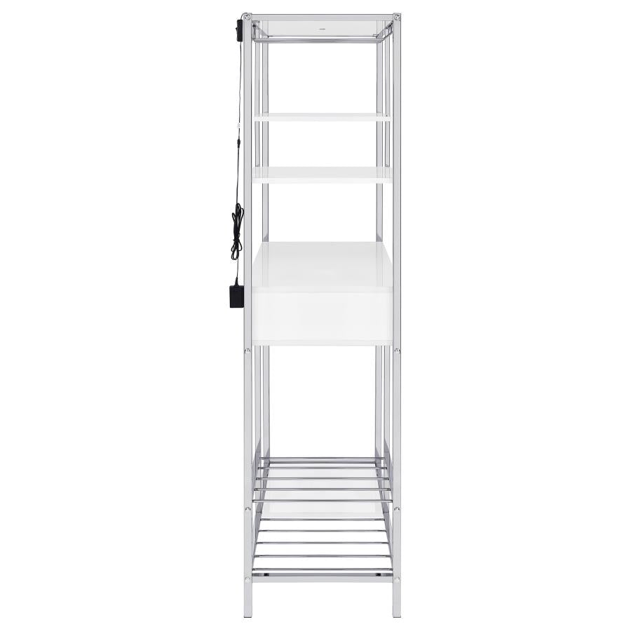 Figueroa 5-shelf LED Wine Storage Bar Cabinet White High Gloss - 182034