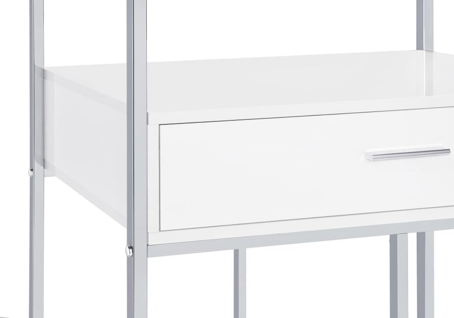 Figueroa 5-shelf LED Wine Storage Bar Cabinet White High Gloss - 182034