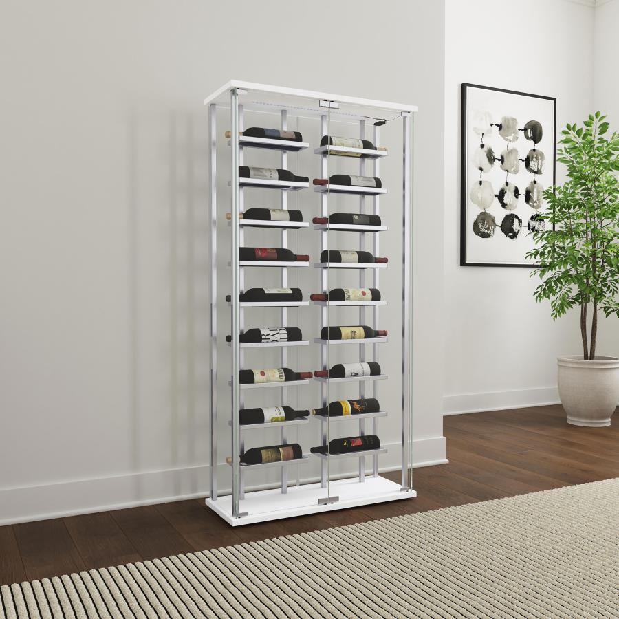 Montara Tempered Glass Wine Storage LED Curio Cabinet Chrome - 182037
