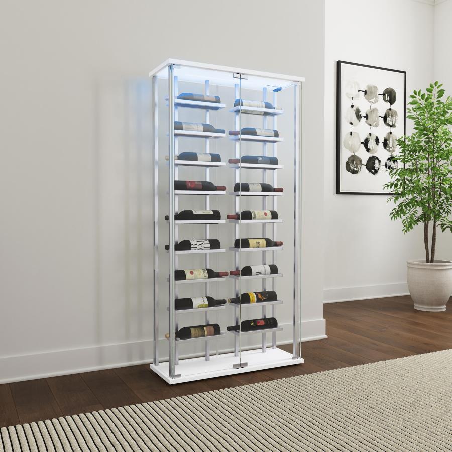 Montara Tempered Glass Wine Storage LED Curio Cabinet Chrome - 182037