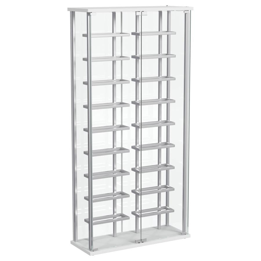 Montara Tempered Glass Wine Storage LED Curio Cabinet Chrome - 182037