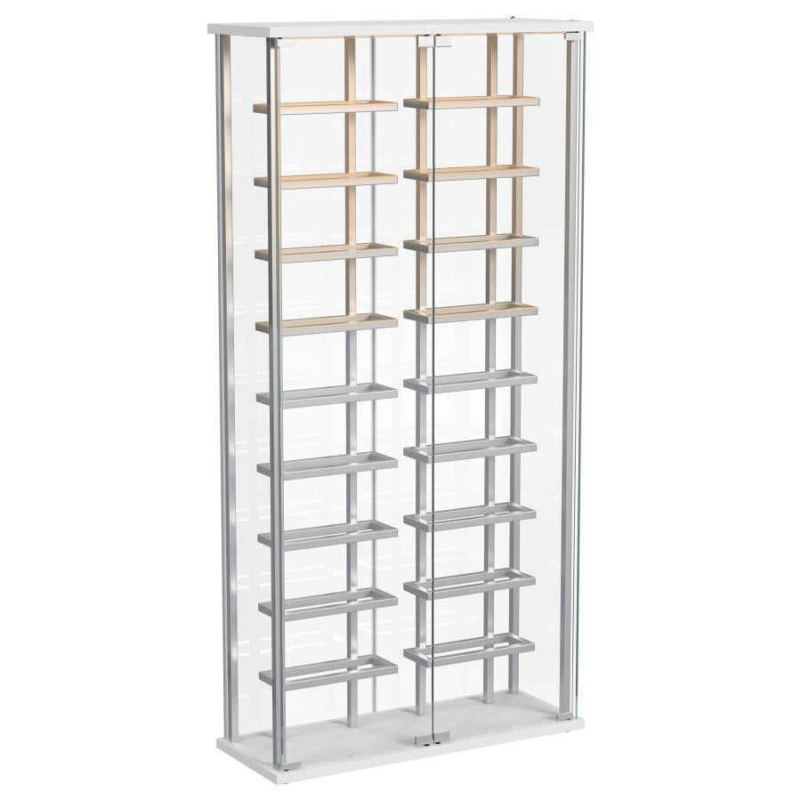Montara Tempered Glass Wine Storage LED Curio Cabinet Chrome - 182037