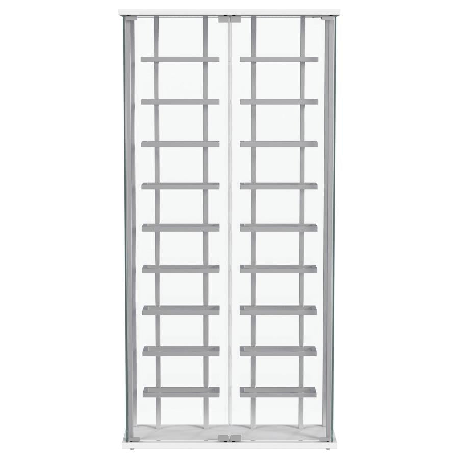 Montara Tempered Glass Wine Storage LED Curio Cabinet Chrome - 182037
