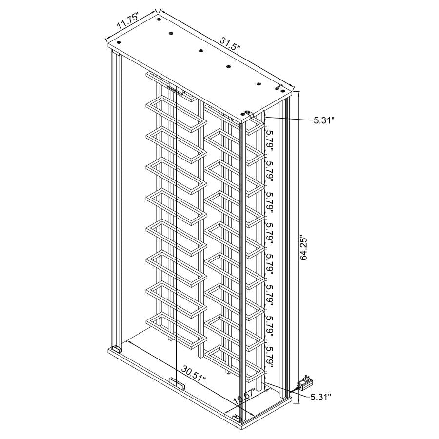 Montara Tempered Glass Wine Storage LED Curio Cabinet Chrome - 182037