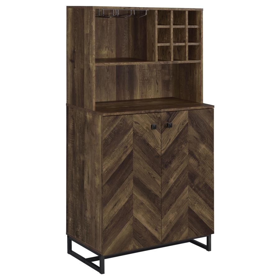 Mendoza 2-door Home Bar Cabinet Wine Storage Rustic Oak - 182082
