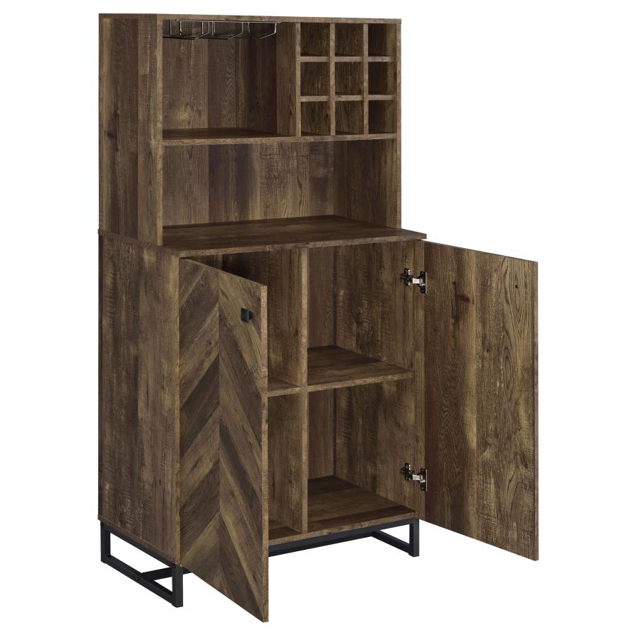 Mendoza 2-door Home Bar Cabinet Wine Storage Rustic Oak - 182082