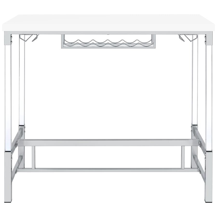Norcrest 47-inch Acrylic Leg Bar Table White High Gloss - 182101