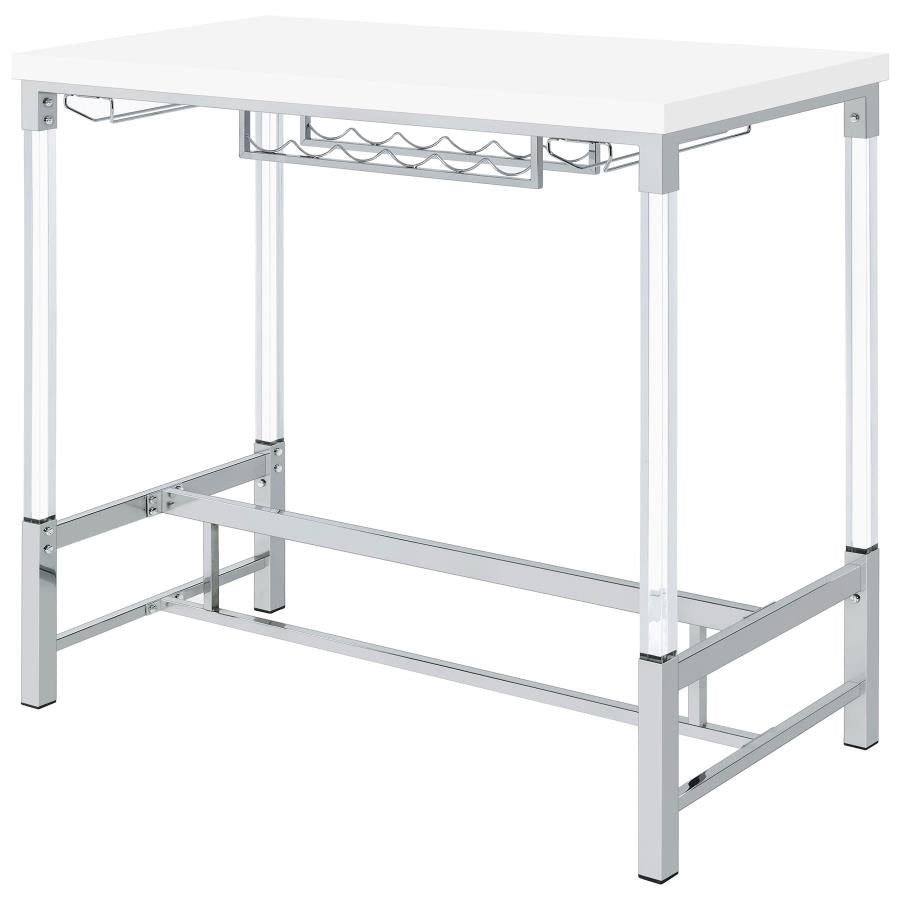 Norcrest 47-inch Acrylic Leg Bar Table White High Gloss - 182101