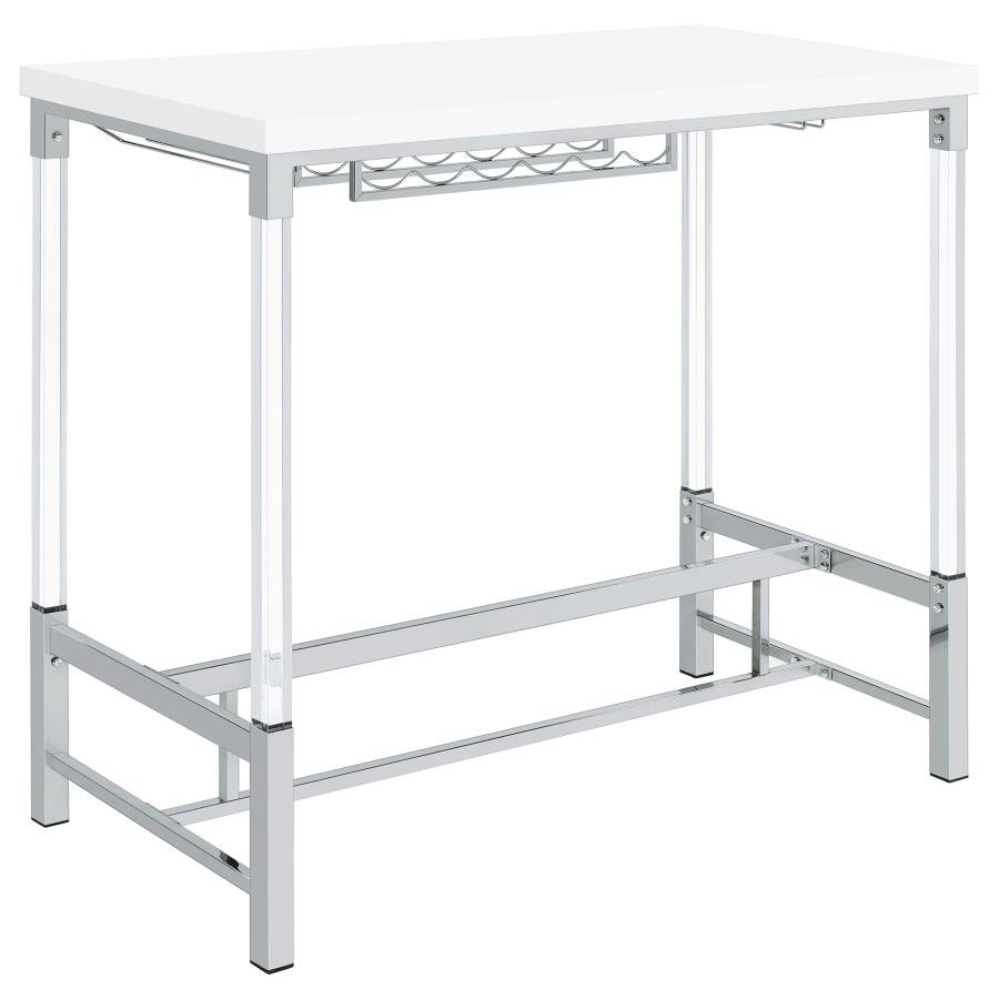 Norcrest 47-inch Acrylic Leg Bar Table White High Gloss - 182101