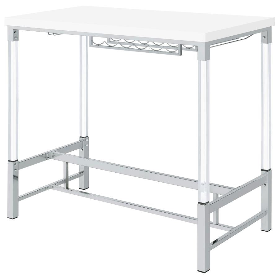 Norcrest 47-inch Acrylic Leg Bar Table White High Gloss - 182101