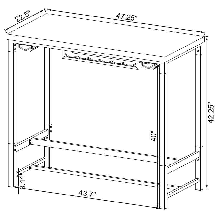 Norcrest 47-inch Acrylic Leg Bar Table White High Gloss - 182101