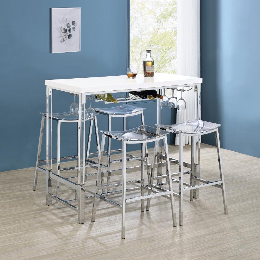 Norcrest 47-inch Acrylic Leg Bar Table White High Gloss - 182101