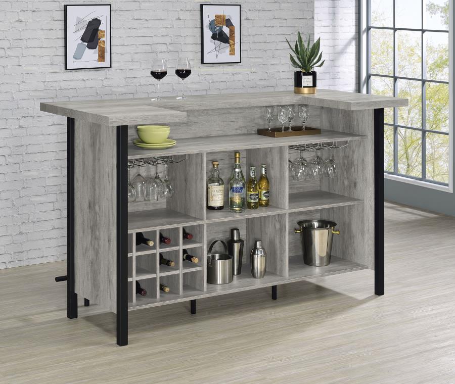Bellemore Freestanding Home Bar Wine Cabinet Grey Driftwood - 182105