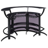 Dallas 3-piece Curved Freestanding Home Bar Cabinet Black - 182135-S3