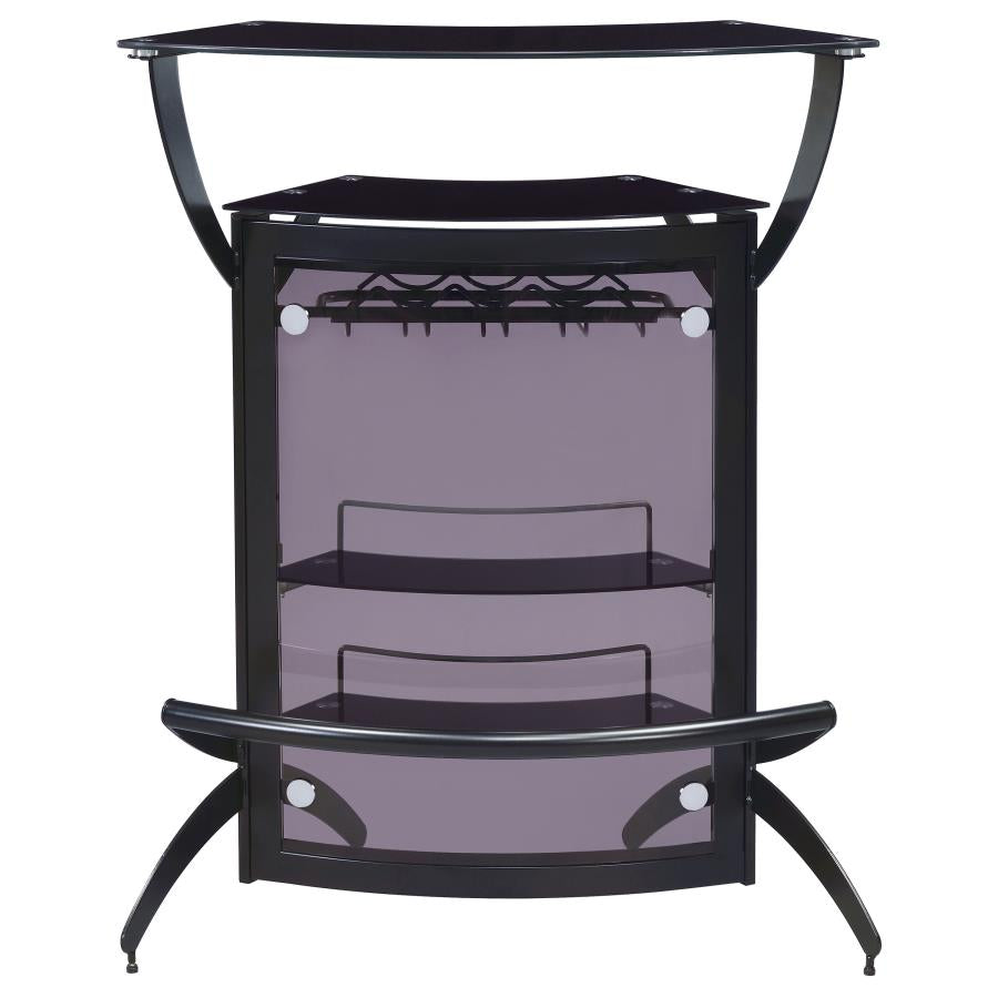 Dallas 2-shelf Curved Freestanding Home Bar Cabinet Black - 182135