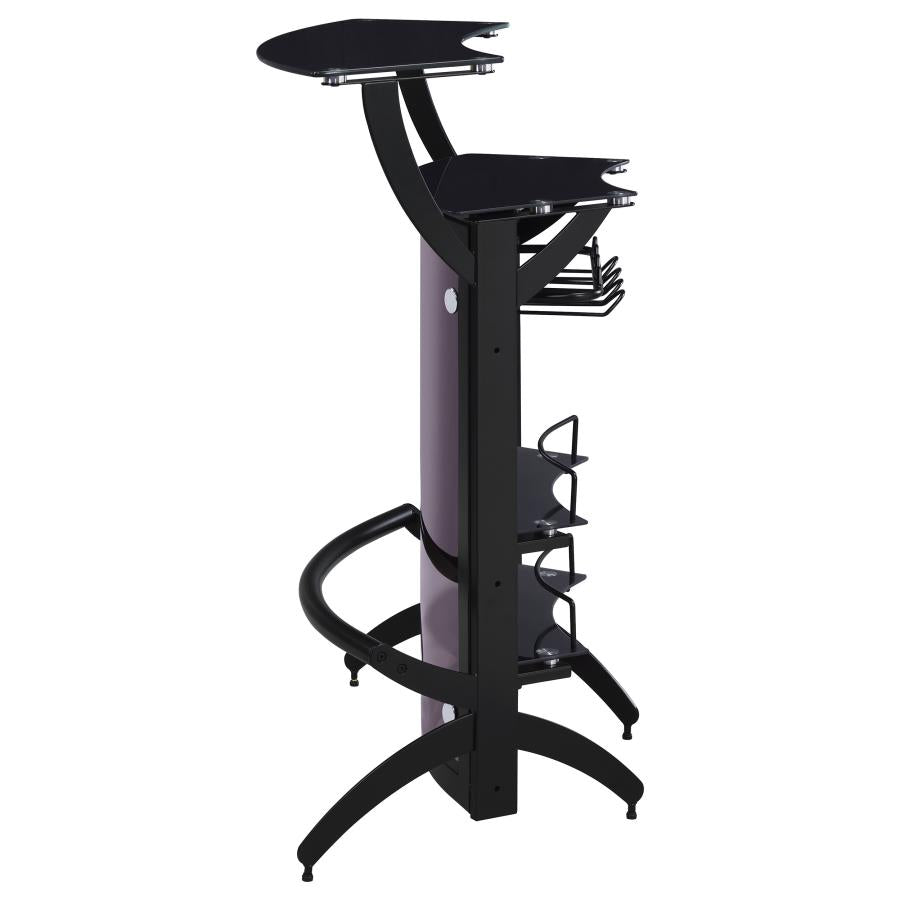 Dallas 2-shelf Curved Freestanding Home Bar Cabinet Black - 182135