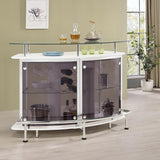 Gideon Curved Glass Top Home Bar Cabinet White High Gloss - 182235