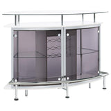 Gideon Curved Glass Top Home Bar Cabinet White High Gloss - 182235