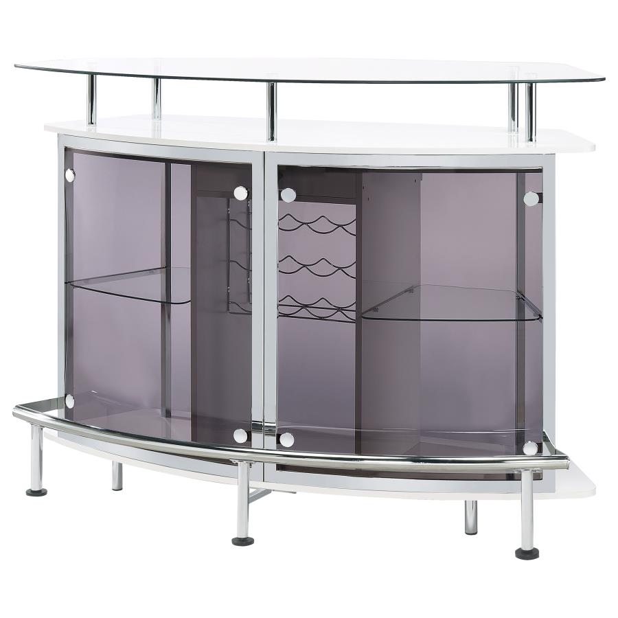 Gideon Curved Glass Top Home Bar Cabinet White High Gloss - 182235