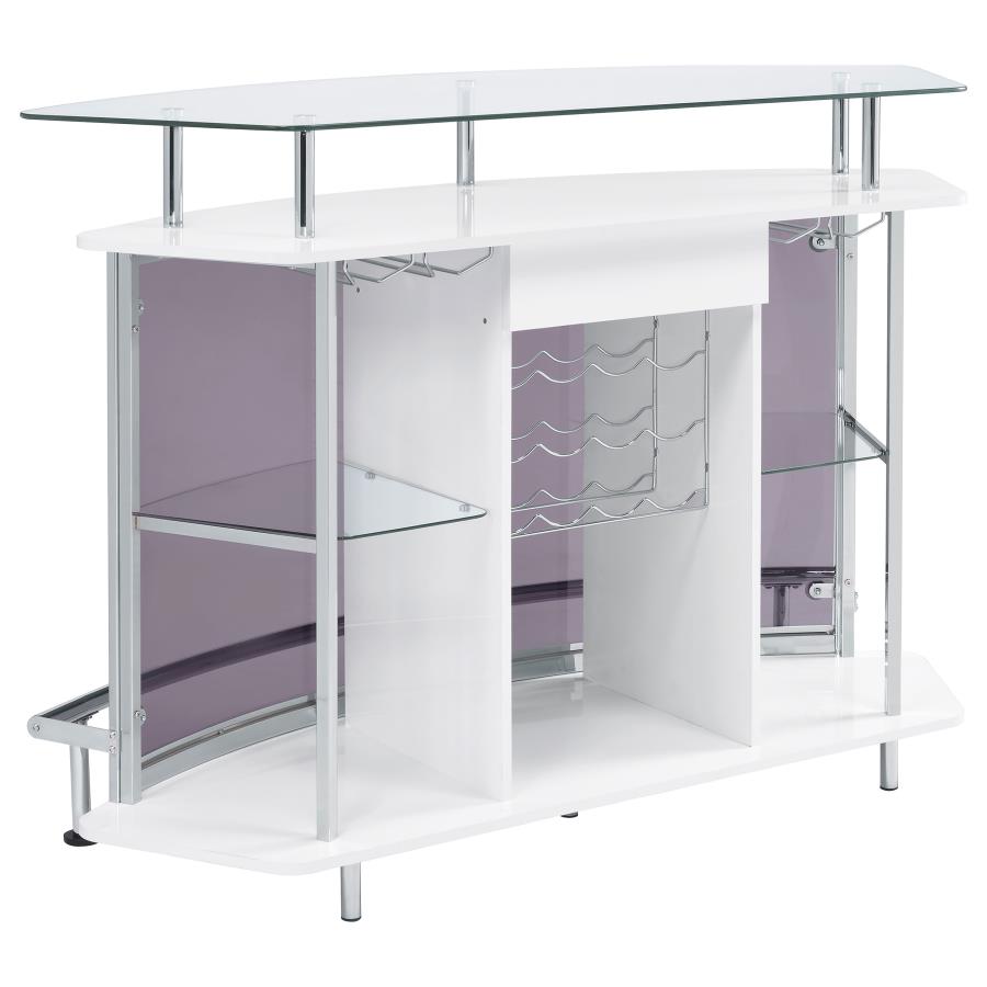 Gideon Curved Glass Top Home Bar Cabinet White High Gloss - 182235