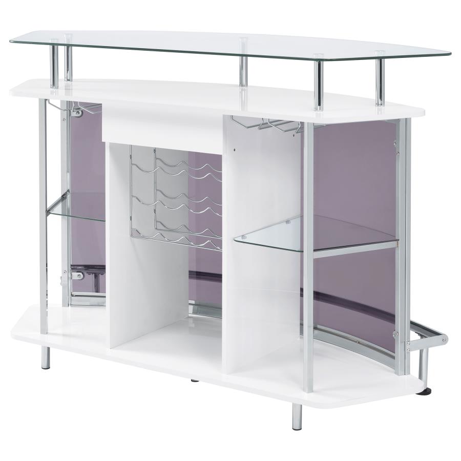 Gideon Curved Glass Top Home Bar Cabinet White High Gloss - 182235