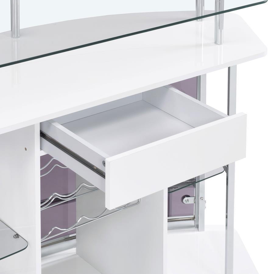 Gideon Curved Glass Top Home Bar Cabinet White High Gloss - 182235