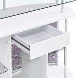 Gideon Curved Glass Top Home Bar Cabinet White High Gloss - 182235
