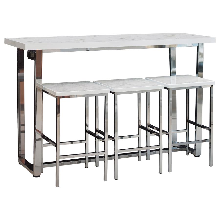 Marmot 4-piece Rectangular Counter Height Table Set Chrome - 182253