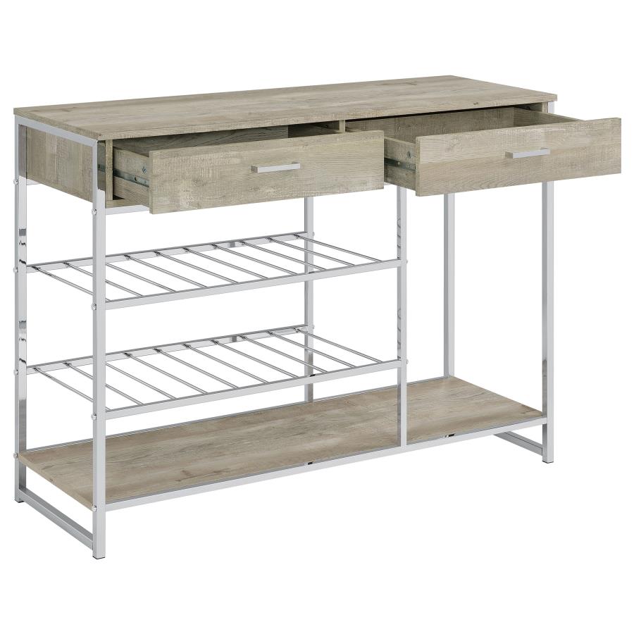 Melrose 2-drawer Home Bar Storage with Wine Rack Grey - 182275