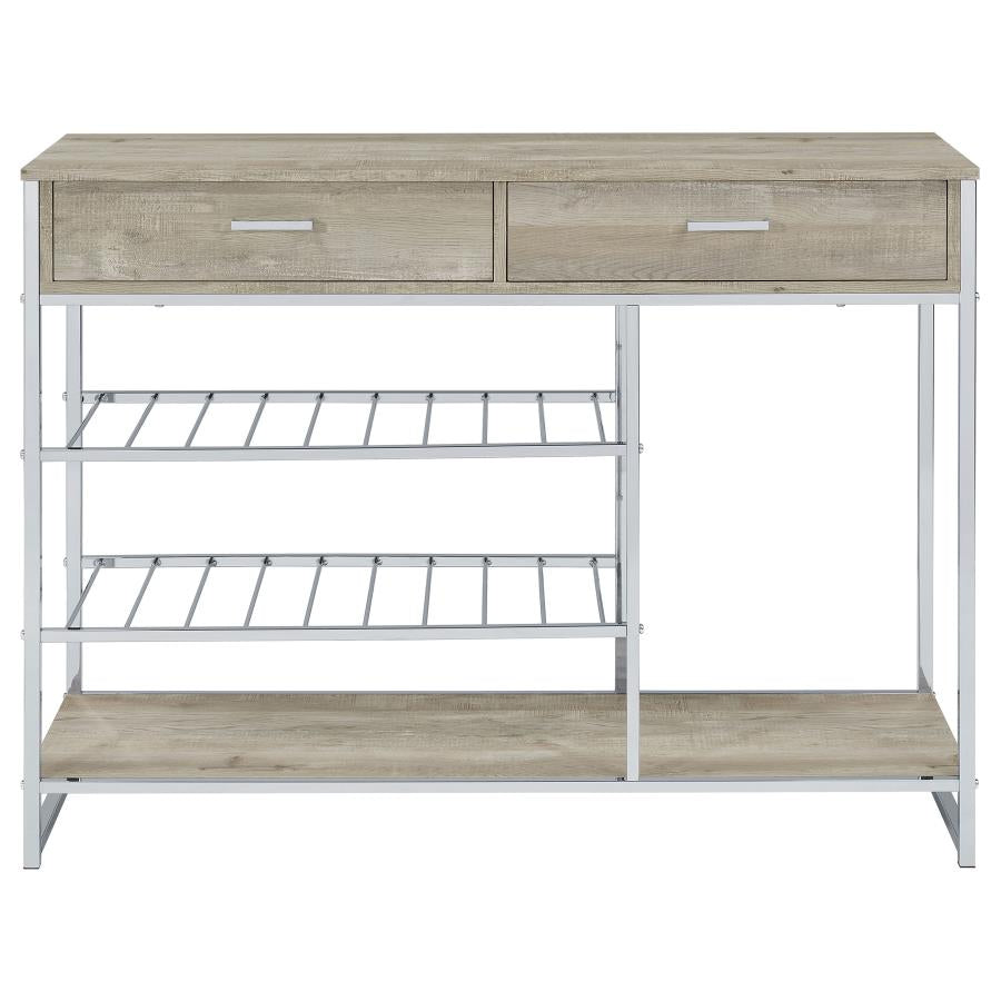 Melrose 2-drawer Home Bar Storage with Wine Rack Grey - 182275
